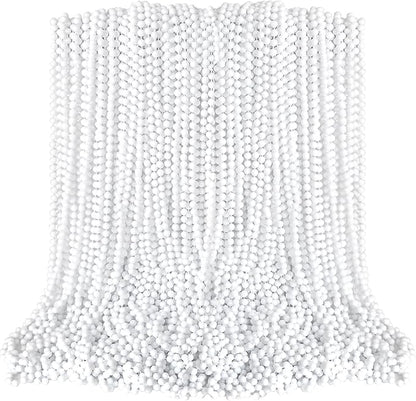 Beaded Necklace, 100PCS White Mardi Gras Beads Stuff Party Favors, 33" Holiday Toy Costume Bulk, Festival Parade Throw Accessories for Wedding Birthday Celebrations Decoration