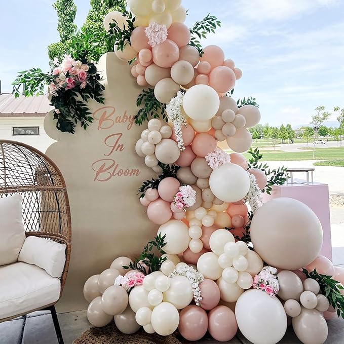 Blush Pink Balloons, 60 Pcs 12 Inches Dusty Pink Double Stuffed Nude Beige Balloon, Retro and Rose Gold Boho Balloons Set for Girls Bridal Birthday Baby Shower Weddings Party Decoration