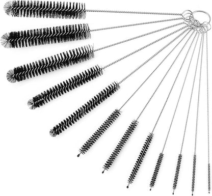 Straw Cleaner Brushes Sets, 12 Pieces 8.2 Inch Botthle Cleaning Brush and Nylon Tube Brush Brush Kit for Sippy Cup, Tumbler, Water Bottle, Drinking Straw (Black)