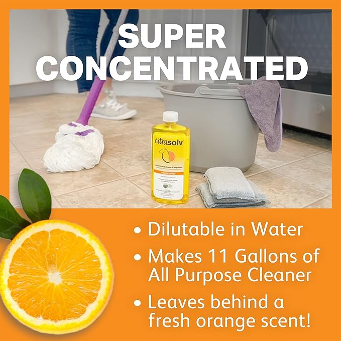 Citra Solv Concentrated Household Cleaner & Degreaser -Valencia Orange Scent 8 fl oz Safe, Effective, and Versatile Cleaning Solution, Natural Ingredients Non Toxic,Biodegradable, Made in USA (3)