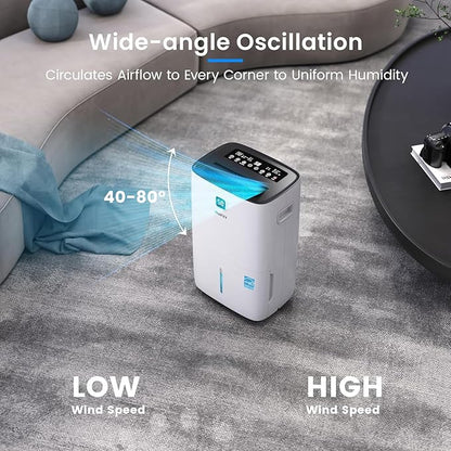 Yaufey 150 Pints Energy Star Dehumidifier for Home, Basement and Large Room up to 7000 Sq. Ft., with Drain Hose, Timer, Intelligent Humidity Control and Large Water Tank