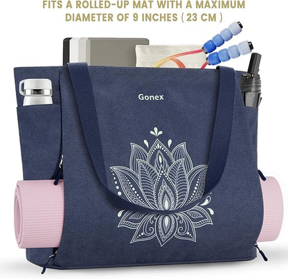 Gonex Yoga Mat Bag, Large Tote Bag with Multi Pockets for Women Men, Canvas Mat Carrier, Full Zipper Easy Access for Pilates Gym Travel