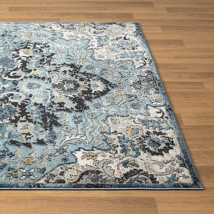 LUXE WEAVERS Moroccan Blue 6x9 Medallion Area Rug for Living Rooms