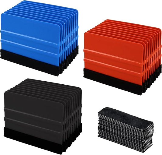 Tint Squeegee, 30 Pcs Deformation-Resistant Vinyl Squeegee with Fabric Felt Edge and Removable Felt Pad, Prevents Scratches and Scuffs, 4x2.9 Inches, for Window Tinting, Car Film or Poster Application