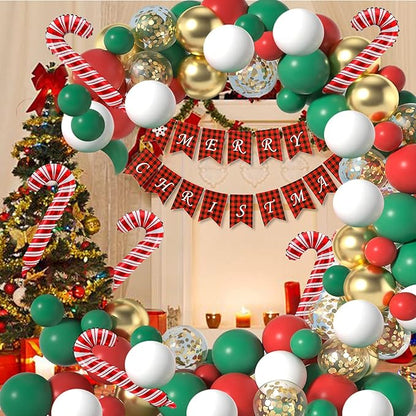 Christmas Balloons Garland Arch Kit,123pcs Red Green White and Gold for Christmas Xmas New Year Decor Party Supplies