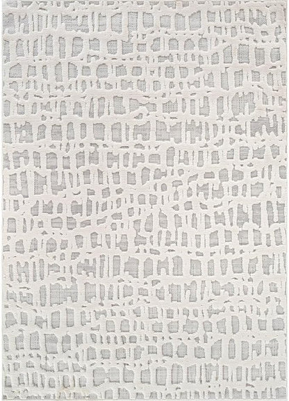 Beverly Rug Micro Loop Area Rug Gray/White 5x7 Abstract Modern Luxury Irregular Grid Durable Soft Indoor Rugs for Living Dining Room Office Stain Resistant Non Shedding Casual Indoor Carpet 5 x 7