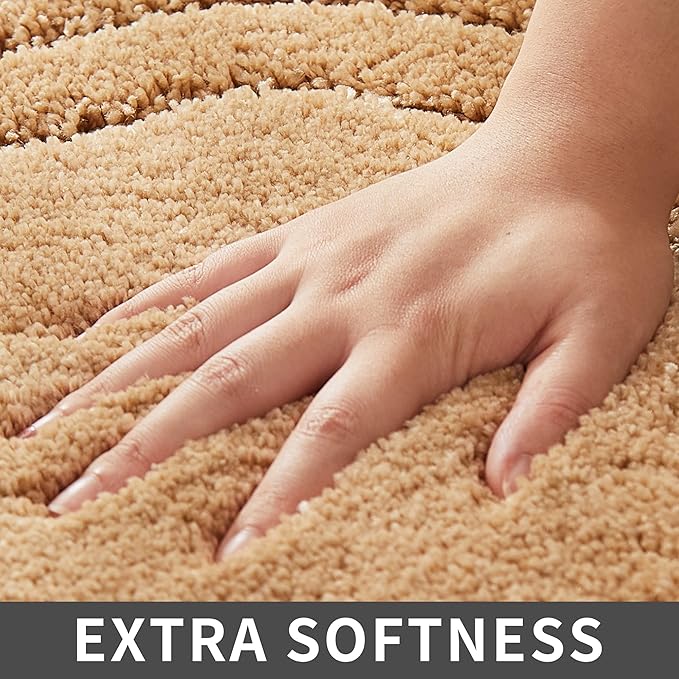 COSY HOMEER Extra Thick Bath Linen Sets Rugs for Bathroom - Anti-Slip Bath Mats Soft Plush 100% Strong Polyester Living Room Bedroom Water Absorbent(Beige,20x32 - Inches)