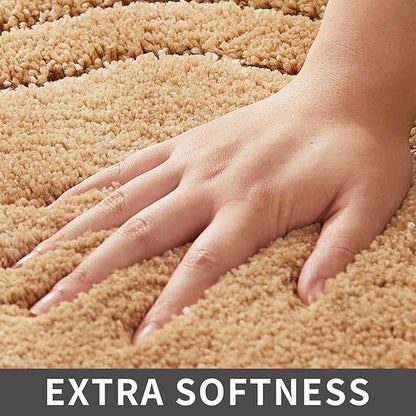 COSY HOMEER Extra Thick Bath Linen Sets Rugs for Bathroom - Anti-Slip Bath Mats Soft Plush 100% Strong Polyester Living Room Bedroom Water Absorbent(Beige,24x48 - Inches)