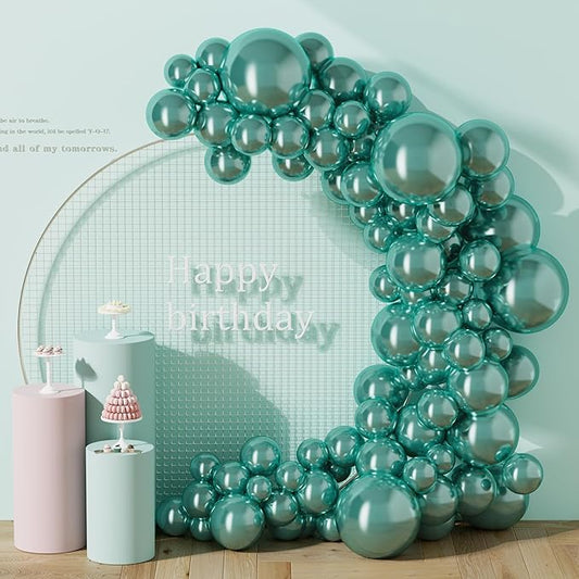 130PCS Metallic Green Balloons, Latex Balloons Different Sizes 18/12/10/5 In, Helium Balloons with Ribbon, Party Balloon for Birthday Wedding Graduation Anniversary Baby Shower Decoration