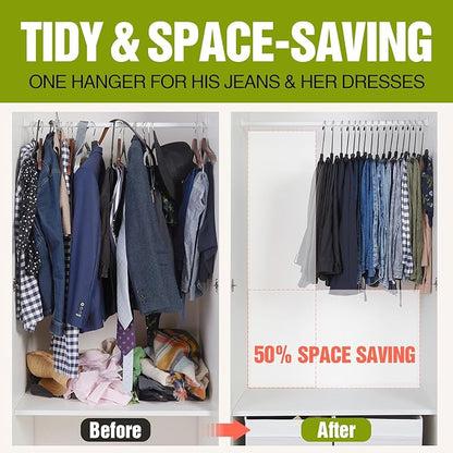 Spring Fever Open Ended Non Slip Sponge Padded Pants Hangers - Chrome Plating Foam Heavy Duty Space Saving Beige Long 20