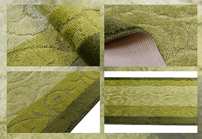 Custom Cut Hallway Runner Rug, Slip Resistant, 31 Inch Wide X Your Choice of Length, Scroll Green, 31 Inch X 17 feet