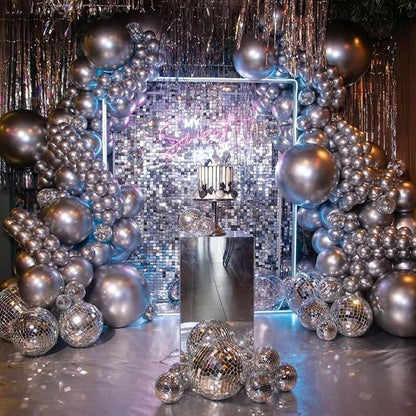 Metallic Balloons - 12 Inch, 100 Pack, Chrome Silver, Shiny Silver Latex Balloons for Birthday, Graduation, Anniversary, Wedding, Party Decorations