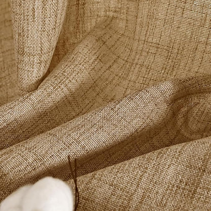 YoungsTex Toffee Linen Curtains 54 Inch Length for Window, Burlap Textured Light Filtering Drapes with Bronze Grommet for Kitchen Bedroom Cafe Decorative Privacy, 2 Panels, 42 X 54 Inch