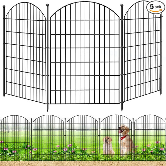 Decorative Garden Fence 40in (H) x12ft (L), 5 Pack No Dig Fence Animal Barrier for Dog, Arched Flower Bed Edging, Wire Border Panel Fencing for Yard Patio Outdoor Decor