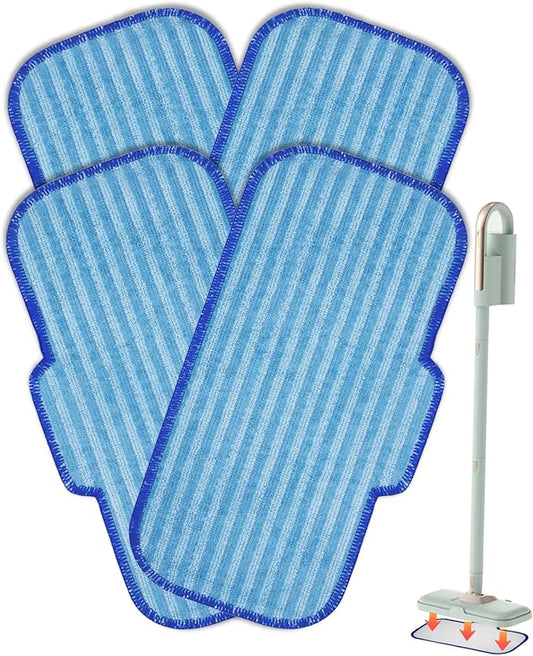 Steam Mop Pads Compatible with Newbealer NB603C NB602N Steam Cleaner for Home, 4 Packs Washable and Reusable Replacement Mop Pads for Hardwood, Laminate, Tile, and Ceramic Flooring