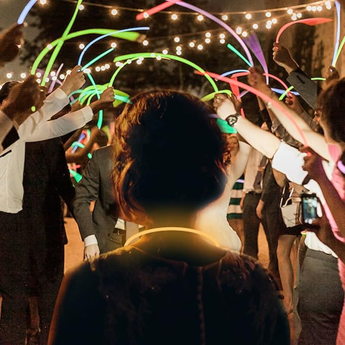 Glow Fever Glow Sticks Bulk 100ct 22'' Glow Necklaces with Connectors, Neon Light Sticks for Party Festivals Raves Concert Birthday Wedding, Tricolor
