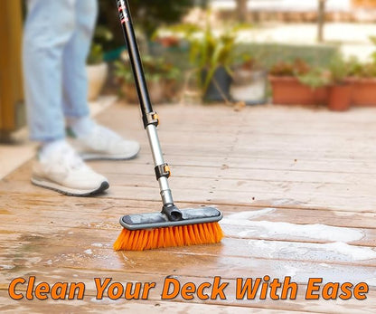 30-Foot Exterior House Cleaning Brush Set with 5-24 ft Extension Pole // Vinyl Siding Brushes with Telescopic Extendable Pole & Window Cleaning Squeegee Tool // The Ultimate Extension Scrub Brush Set
