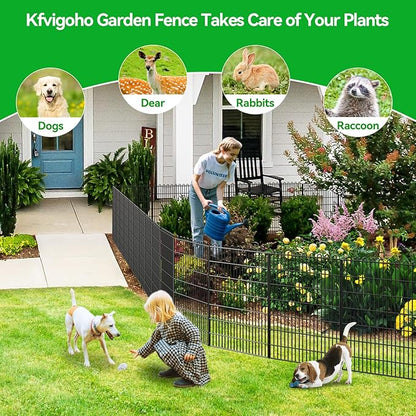 Decorative Garden Fence 20 Panels 47.2 ft(L) X 40 in(H) Animal Barrier for Yard, Patio, Garden Borders, No-Dig Outdoor Fencing with Rustproof Metal Panels, Temporary Ground Stakes for Dogs, Rabbit