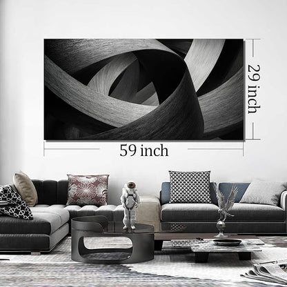 JuhaiArt Abstract Wall Art Gray Wall Decor Black Picture Canvas for Living Room Bedroom Office 29" x 59" Lines Artwork Poster