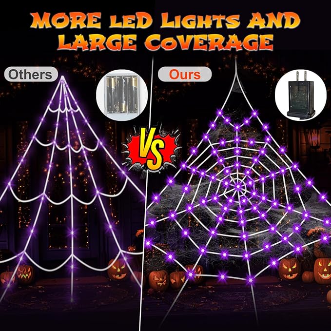 Giant Spider Webs Decoration Outdoor,Halloween Spider Web for Scary Halloween Yard Decorations,Halloween Decorations Outdoor