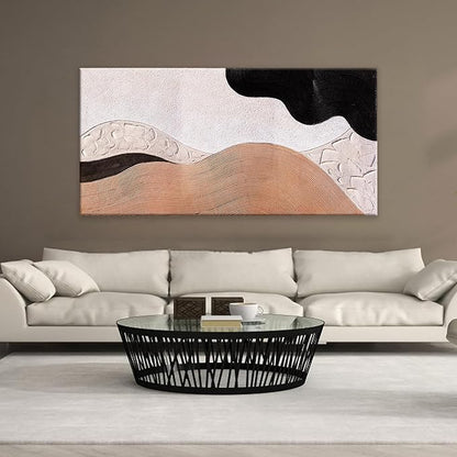 Suconvng Large Abstract Wall Art For Living Room Brown Canvas Art Wall Decor Picture Painting Black Abstract Art Maximalist Artwork For Bedroom Dinning Room Modern Home Wall Decor 29x58 In