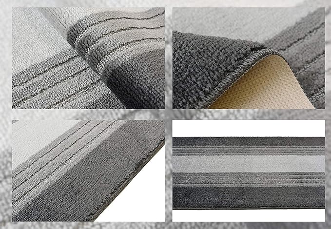 Custom Cut Hallway Runner Rug, Slip Resistant, 31 Inch Wide X Your Choice of Length, Lines Anthracite, 31 Inch X 6 feet