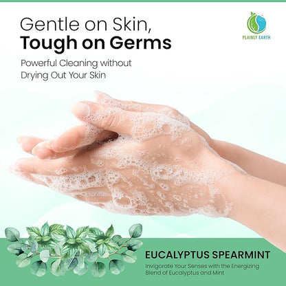 AntiMicrobial Hand Soap 64 oz - Eucalyptus Spearmint Gentle Liquid Hand Soap Refill Antibacterial - Moisturizing, Long Lasting Freshness & Safe for Skin