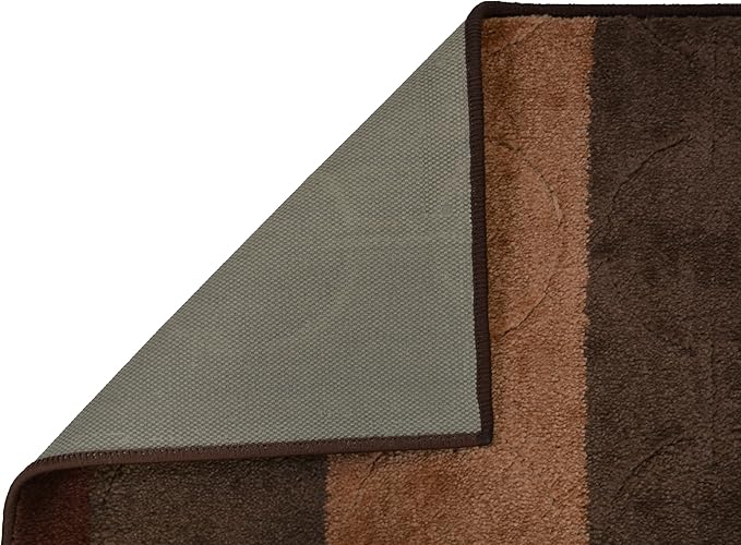 Washable Custom Size Runner Rug Circles Abstract Design Extra Long Runner Rugs for Hallways 26 Inch Wide x Pick Your Size by Feet Slip Skid Resistant Rubber Back (Circle Brown, 5 ft x 26 in)