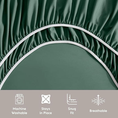 Nestl King Sheet Set - Luxury 1800 Ultra-Soft Microfiber King Bed Sheets - Double Brushed - Deep Pockets - Easy Fit - 4 Piece Set - Bedding Sheets & Pillowcases (King, Dark Green)