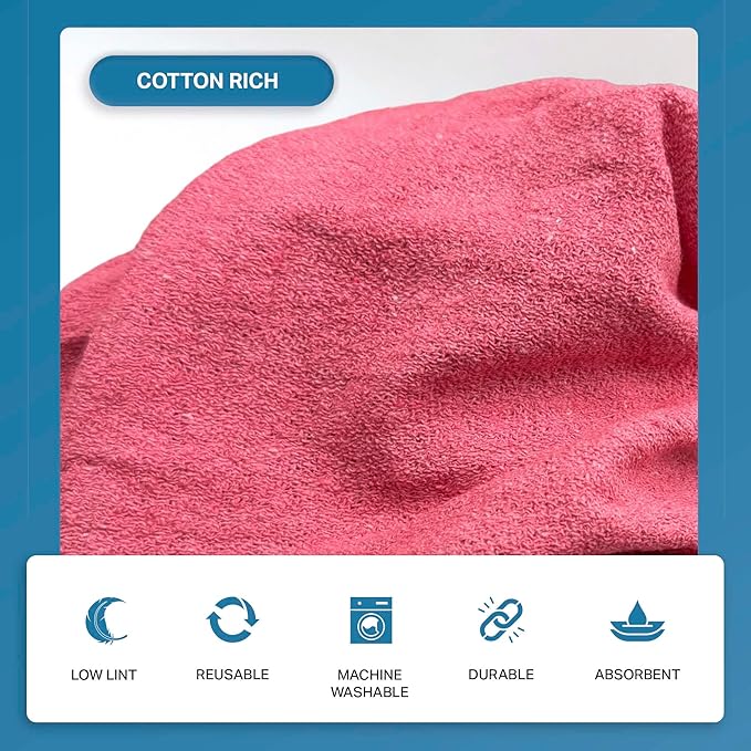 Angel-in-Armor Shop Towels (14”x14”) – 150 Unit Box of Lint-Free Cotton Shop Towel Cleaning Rags – Durable Shop Rags for Auto, Garage, Industrial, and Commercial Use