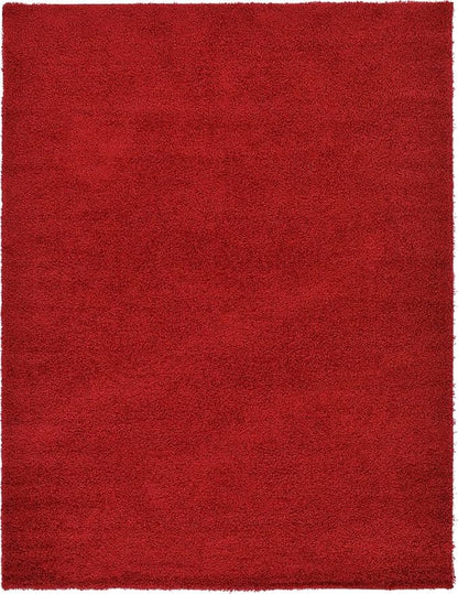 Unique Loom Solid Shag Collection Area Rug (9' x 12' 2" Rectangle Cherry Red)