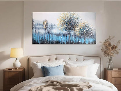Arjun Large Canvas Wall Art for Living Room Landscape Bedroom Painting Forest Textured Picture Modern Panoramic Nature Artwork Home Office Wall Decor, 48"x24"