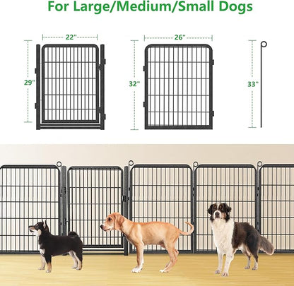 Dog Playpen Outdoor, 32" Height 20 Panels Pet Fence with Low Threshold Full Gate, Large Dog Fence Outdoor for Yard, Heavy Duty Pet Playpen Metal Play Pen Fence for RV Camping