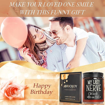 Funny Gifts for Women Men - My Last Nerve Soy Candle - Birthday Gift for Her Wife Sister - Best Friend, Girlfriend Gift - Friendship Gifts for Bestie Boss Coworker Nurse - Stress Relief Candle