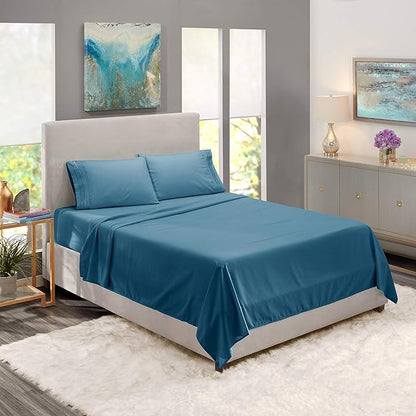 Nestl Split King Sheet Set - 1800 Ultra-Soft Microfiber Bed Sheets - Double Brushed - Deep Pockets - Easy Fit - 5 Piece Set - Bed Sheets & Pillowcases (Split King Size, Blue Heaven)