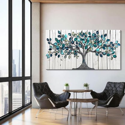 CHATYOUNG Wall Art for Bedroom - Modern Paintings Wall Pictures Green Tree of Life Landscape Artwork for Living Room Bathroom Dining Room Office Kitchen Home Decor 40"x20"