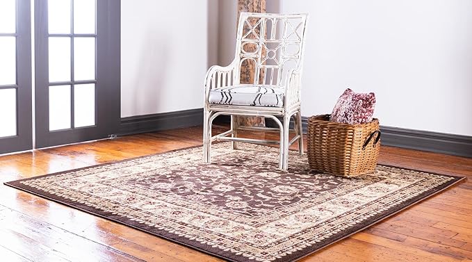 Rugs.com Aditi Collection Rug – 3 Ft Square Brown Medium-Pile Rug Perfect for Living Rooms, Kitchens, Entryways