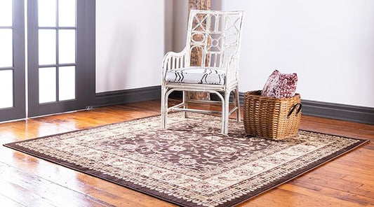Rugs.com Aditi Collection Rug – 3 Ft Square Brown Medium-Pile Rug Perfect for Living Rooms, Kitchens, Entryways
