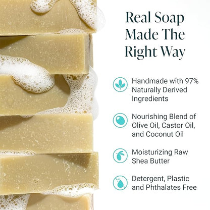 The Bubble Factory Handmade Soap, All Natural Soap for Women & Men, Hand, Bath & Body Natural Bar Soap, Vegan, Palm Oil Free, Made in USA with Shea Butter + Essential Oils, Eucalyptus, Single
