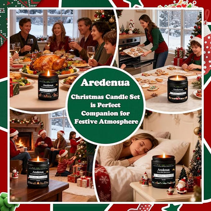 Winter Candles Set | 4 Pack Holiday Scented Candles - Cozy Winter Soy Candle Scents of Balsam Cedar/Firewood/Cinnamon & Cloves/Cookies - Holiday Aromatherapy Candle Gifts for Women Men