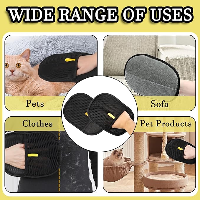 2 Pack Pet Hair Removal Glove, Electrostatic Pet Hair Remover, Washable Reusable Electrostatic Gloves Pet Hair for Sofa, Bed, Carpet, Clothing