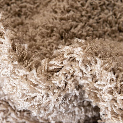 Unique Loom Solid Shag Collection Area Rug (7' 1" Round, Taupe)