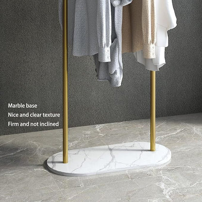 Gold Clothing Rack, Small Clothes Rack with Marble Base, Heavy-duty Coat Racks Freestanding for Boutiques,Modern garment racks for hanging clothes,Can Hang Jacket Garment, Hat, Scarf 20.5" W