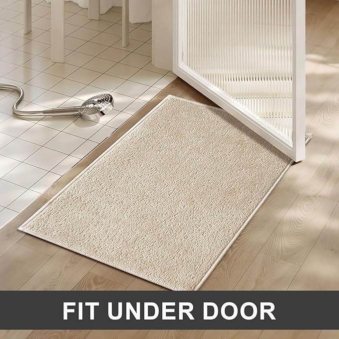 Bathroom Runner Rugs, Thin Absorbent Non-Slip Bath Mat, Quick Dry Low Pile Mats for Bathroom Floor Front of Bathtub,Shower Room,Sink,20"×47",Light Coffee
