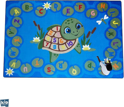 Turtle Pond Circle Time Rug 7'6"x 12' Rectangle, Educational Classroom Rug, Kids Learning Play Mat | Area Rug for Bedroom or Playroom