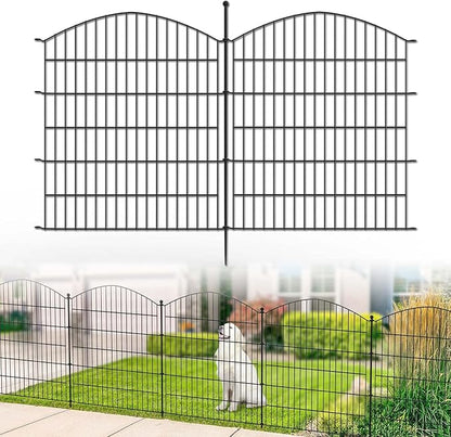 Kingsyard 5 Panels No Dig Tall Garden Fence Animal Barrier, 32in(H) x11.6ft(L) Decorative Dog Fence Outdoor for Yard, Rustproof Metal Garden Borders for Rabbits