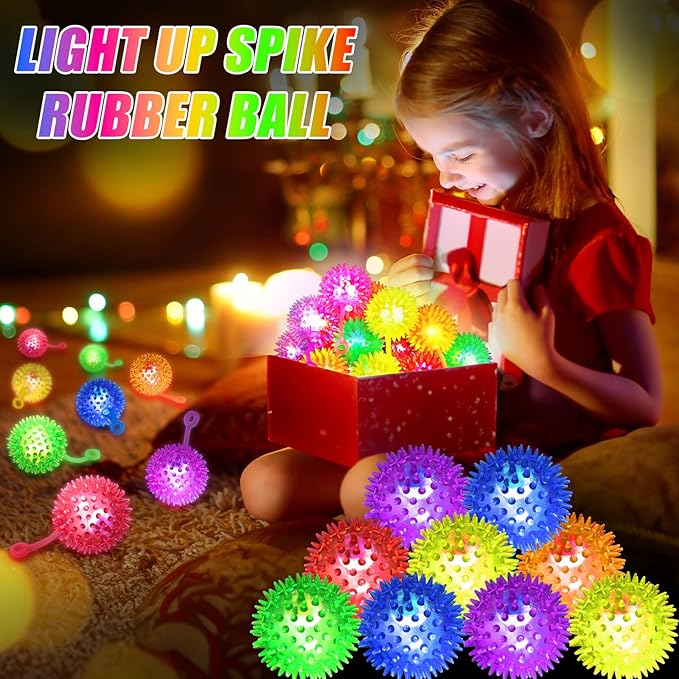 12 PCS Light up Ball, Bouncy Balls for Kids, Balls for Toddlers 1-3, 2.2inch Sensory Stress Ball, Flashing Squeaky for Valentines Party Favors, Classroom Prizes, Prizes for Kids, Student Gifts