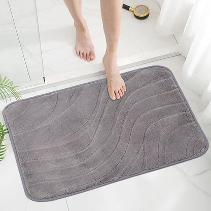 Bath Mats 30x20 Non-Slip Absorbent Bathroom Rug, Quick Dry Machine Washable Shower Tub Mat with Rubber Backing, Soft Floor Carpet for Bathroom Decor Wave Dark Grey