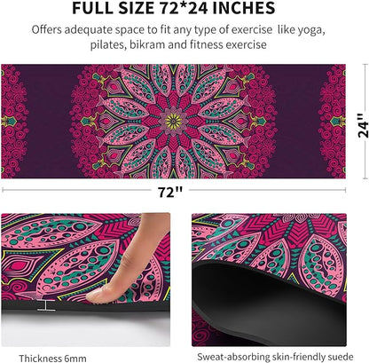 nuveti Yoga Mat Print Extra Thick TPE Non Slip Fitness Exercise Mat with Carrying Bag,72"x24" Extra Thick 6MM Exercise & Workout Mat for Yoga, Pilates Fitness and Floor Exercises