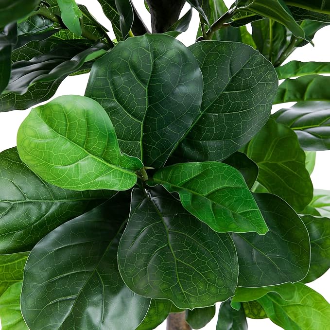 Fiddle Leaf Fig Tree 6ft Tall Artificial Tree in Pot Fake Ficus Lyrata Plants with 184 Decorative Fiddle Leaves Faux Fig Trees for Home Office Living Room Decor Indoor Outdoor, 2 Pack